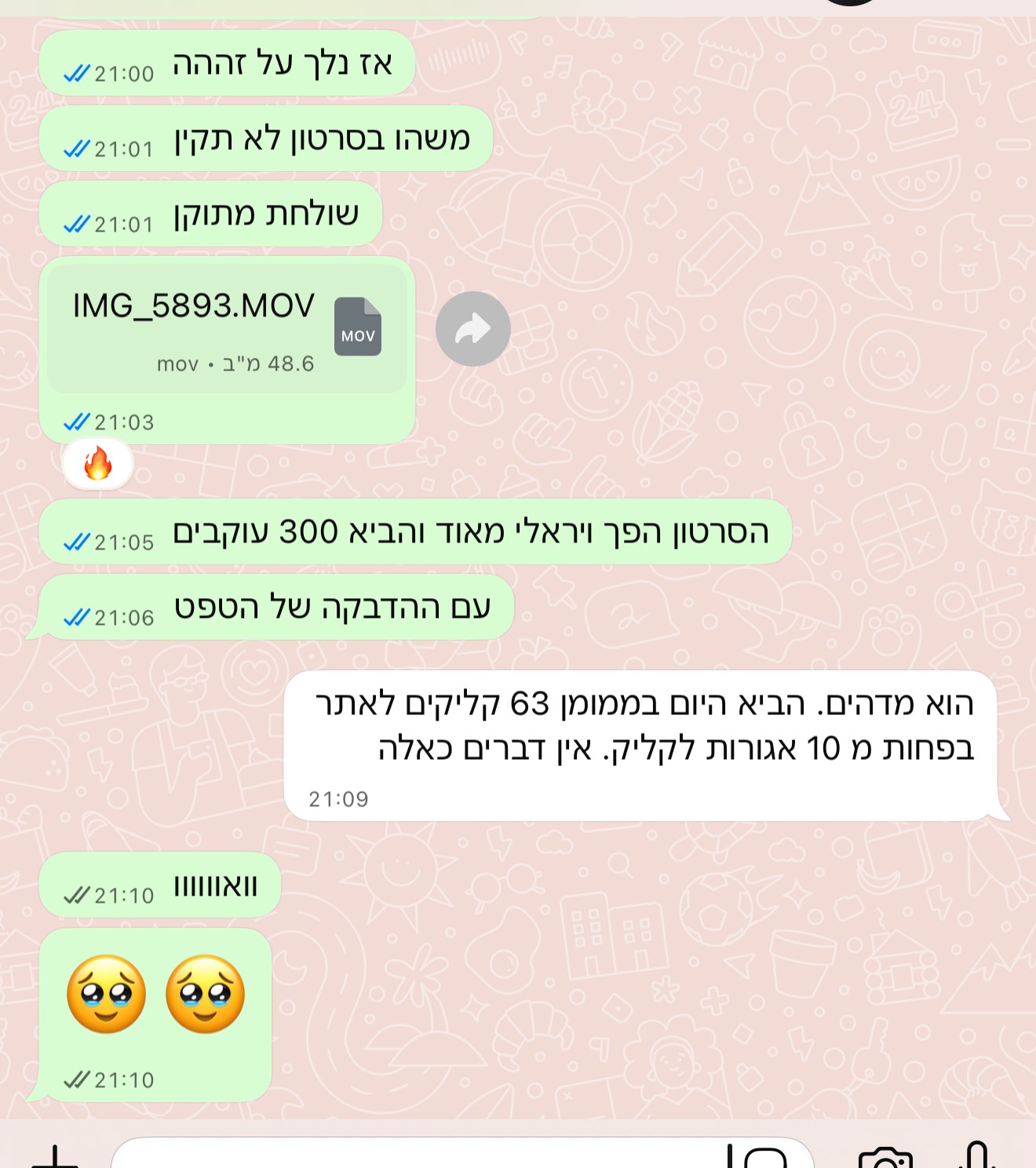לקוחה מספרת: הסרטון הפך ויראלי, 300 עוקבים, 63 קליקים בפחות מ-10 אגורות לקליק